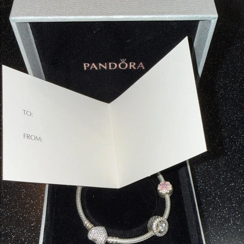 Pandora Silver Bracelet with Pink and Silver Charms Limited Edition - Picture 14 of 14